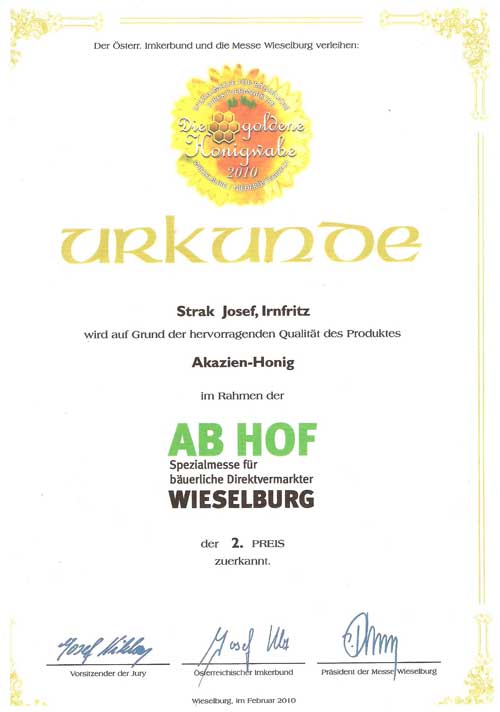 Urkunde Ab-Hof-Messe 2010